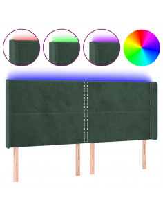 Testiera a LED Verde Scuro 163x16x118/128 cm in Velluto 2