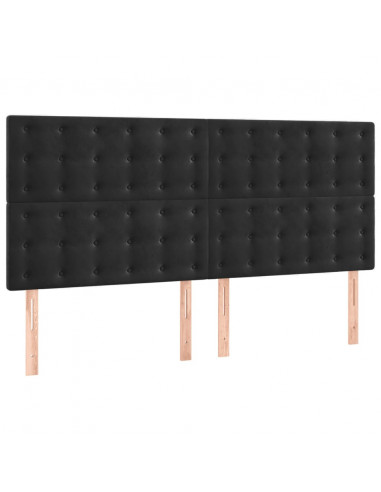 Testiera 4 pz Nera 90x5x78/88 cm in Velluto