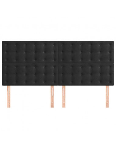 Testiera 4 pz Nera 90x5x78/88 cm in Velluto