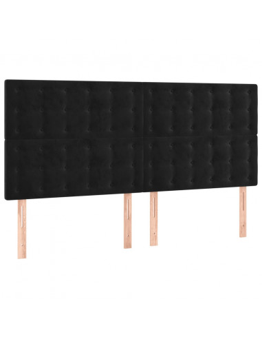 Testiera a LED Nera 180x5x118/128 cm in Velluto