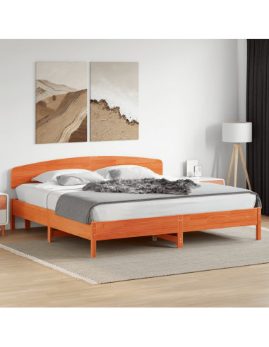 Testiera Marrone Cera 180 cm in Legno Massello di Pino