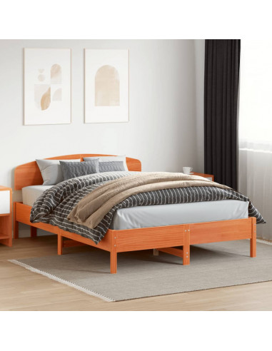 Testiera Marrone Cera 150 cm in Legno Massello di Pino