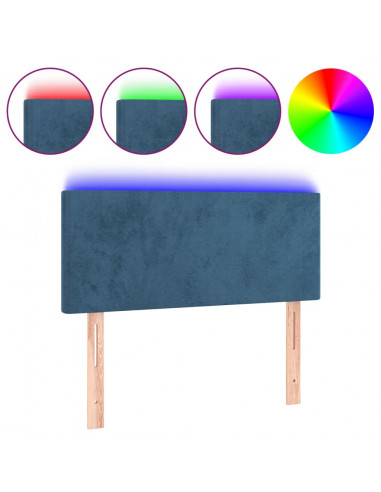 Testiera a LED Blu Scuro 80x5x78/88 cm in Velluto