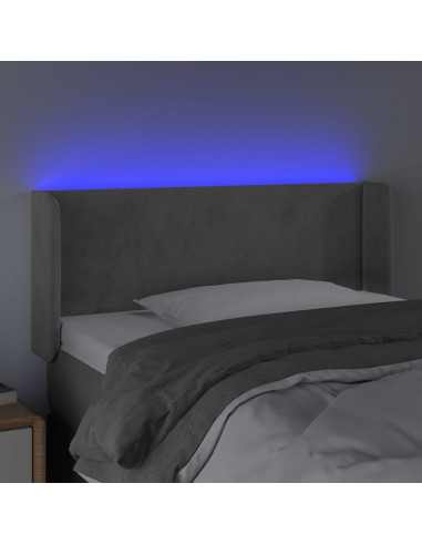 Testiera Grigio Chiaro a LED 103x16x78/88 cm in Velluto