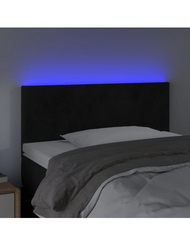 Testiera a LED Nera 100x5x78/88 cm in Velluto