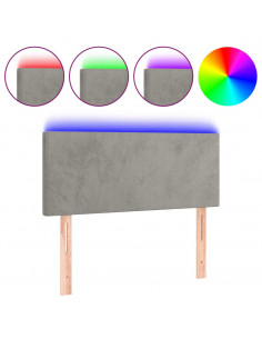 Testiera a LED Grigio Chiaro 100x5x78/88 cm in Velluto 2
