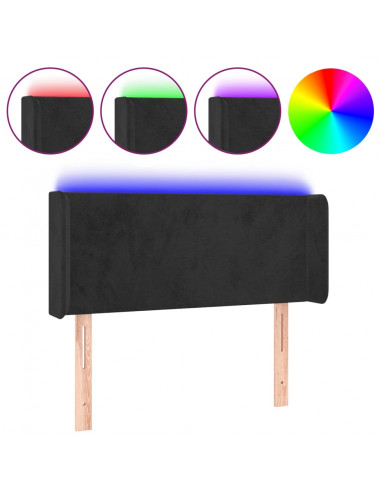 Testiera a LED Nera 103x16x78/88 cm in Velluto