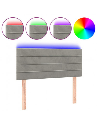 Testiera a LED Grigio Chiaro 80x5x78/88 cm in Velluto