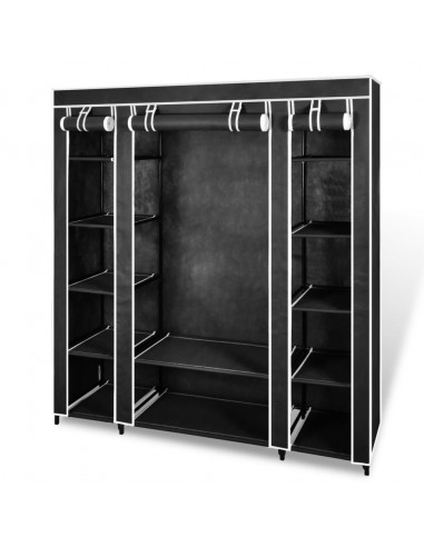 Armadio in Tessuto con Scomparti e Aste 45x150x176 cm Nero