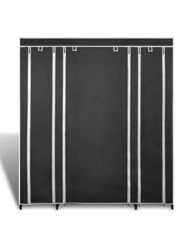 Armadio in Tessuto con Scomparti e Aste 45x150x176 cm Nero