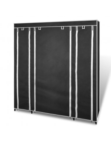 Armadio in Tessuto con Scomparti e Aste 45x150x176 cm Nero