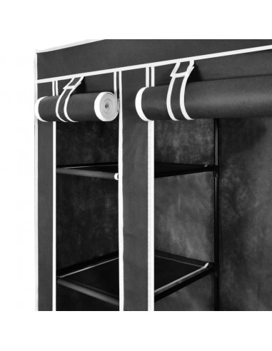 Armadio in Tessuto con Scomparti e Aste 45x150x176 cm Nero