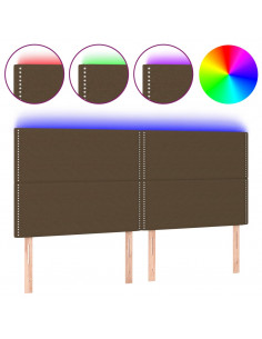 Testiera a LED Marrone scuro 200x5x118/128cm in Tessuto 2