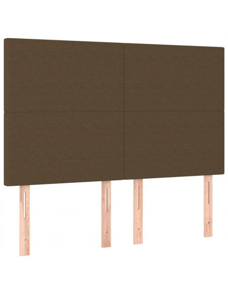 Testiera a LED Marrone Scuro 144x5x118/128 cm in Tessuto