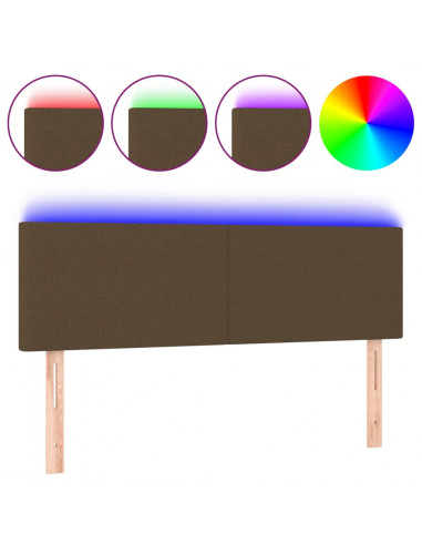 Testiera a LED Marrone Scuro 144x5x78/88 cm in Tessuto