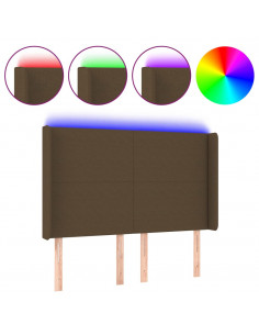 Testiera a LED MarroneScuro147x16x118/128cm inTessuto 2