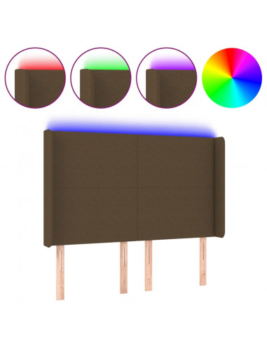 Testiera a LED MarroneScuro147x16x118/128cm inTessuto