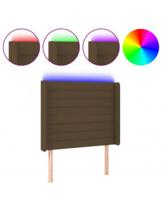 Testiera a LED Marrone Scuro 93x16x118/128 cm in Tessuto 2