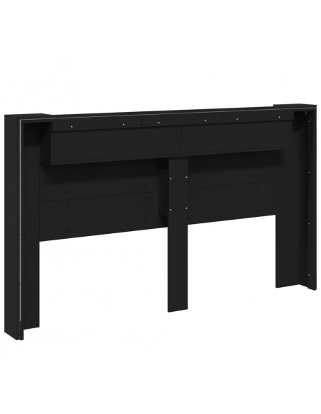 Testiera con Contenitore a LED Nera 180x16,5x103,5 cm
