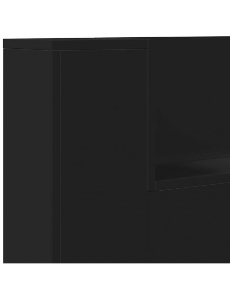 Testiera con Contenitore a LED Nera 180x16,5x103,5 cm