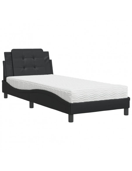 Letto con Materasso Nero 90x200 cm in Similpelle