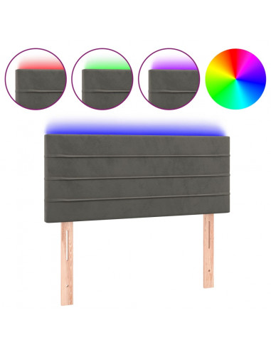 Testiera a LED Grigio Scuro 100x5x78/88 cm in Velluto