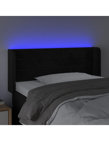 Testiera a LED Nera 103x16x78/88 cm in Velluto