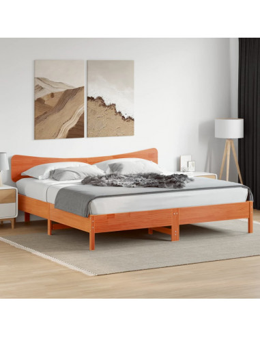 Testiera Marrone Cera 200 cm in Legno Massello di Pino