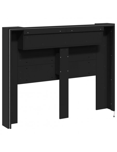 Testiera con Contenitore a LED Nera 140x16,5x103,5 cm