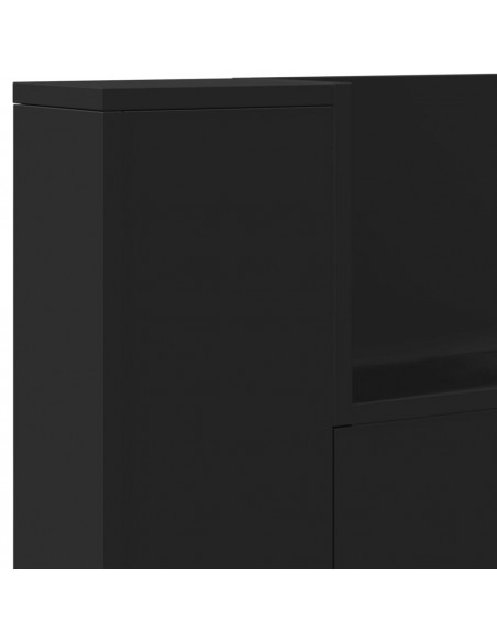 Testiera con Contenitore a LED Nera 140x16,5x103,5 cm