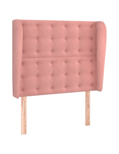 Testiera ad Orecchio Rosa 93x23x118/128 cm in Velluto