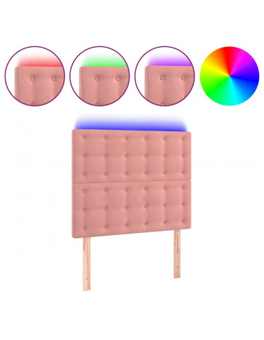 Testiera a LED Rosa 90x5x118/128 cm in Velluto