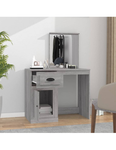 Toeletta Specchio Grigio Sonoma 90x50x132,5cm Legno Multistrato