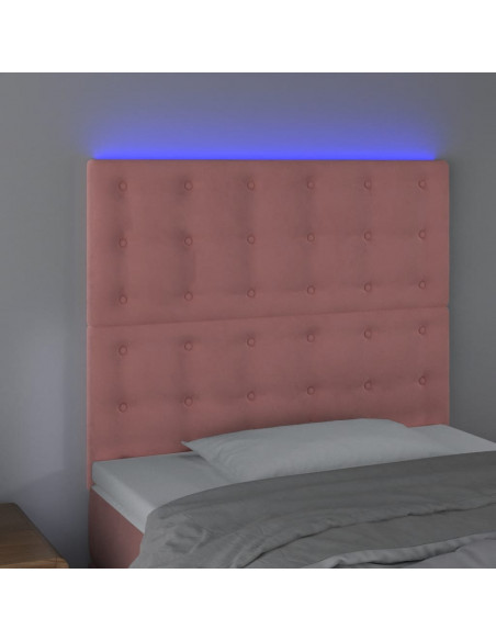 Testiera a LED Rosa 90x5x118/128 cm in Velluto