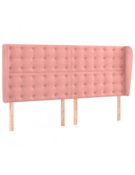 Testiera ad Orecchio Rosa 183x23x118/128 cm in Velluto
