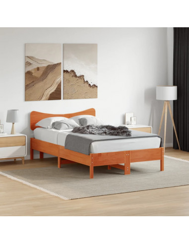 Testiera Marrone Cera 135 cm in Legno Massello di Pino