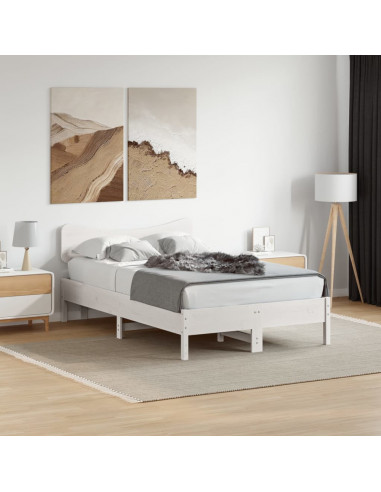 Testiera Bianca 120 cm in Legno Massello di Pino