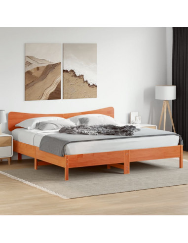 Testiera Marrone Cera 180 cm in Legno Massello di Pino