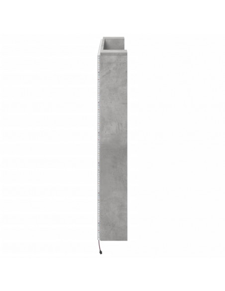 Testiera con Contenitore a LED Grigio Cemento 140x16,5x103,5 cm