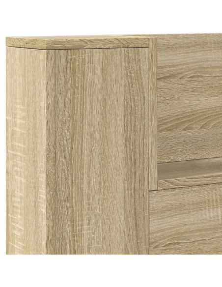 Testiera con Contenitore a LED Rovere Sonoma 220x16,5x103,5 cm