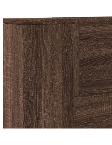 Testiera con Contenitore a LED Rovere Marrone 220x16,5x103,5 cm