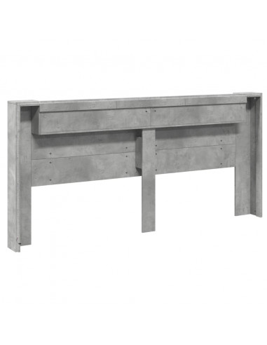 Testiera con Contenitore a LED Grigio Cemento 220x16,5x103,5 cm