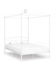 Letto a Baldacchino Bianco in Metallo 120x200 cm 2