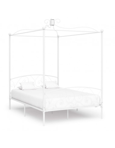 Letto a Baldacchino Bianco in Metallo 120x200 cm