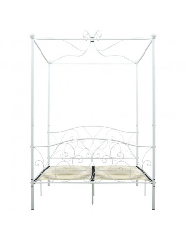 Letto a Baldacchino Bianco in Metallo 120x200 cm