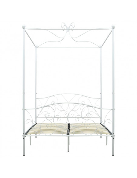 Letto a Baldacchino Bianco in Metallo 120x200 cm