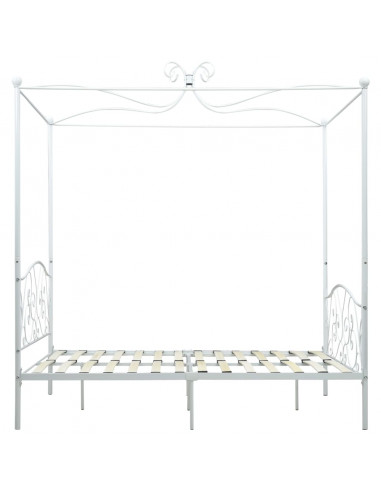 Letto a Baldacchino Bianco in Metallo 120x200 cm