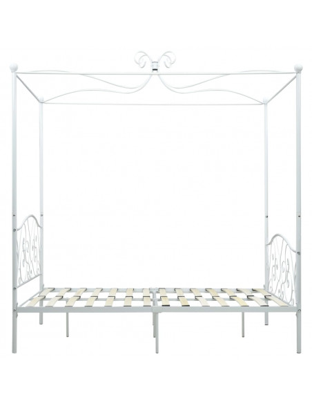 Letto a Baldacchino Bianco in Metallo 120x200 cm