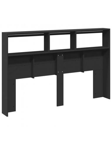 Testiera con Contenitore a LED Nera 160x17x102 cm