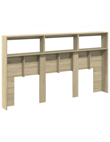 Testiera con Contenitore a LED Rovere Sonoma 180x17x102 cm